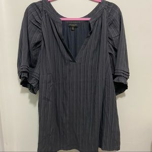 current air dark grey short puff ruffle sleeve top in Size 3X